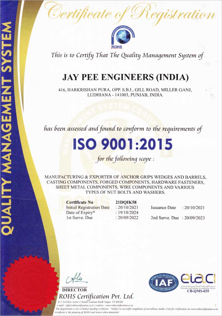 Prestressed Post tensioning Wedges and Barrels Quality Testing